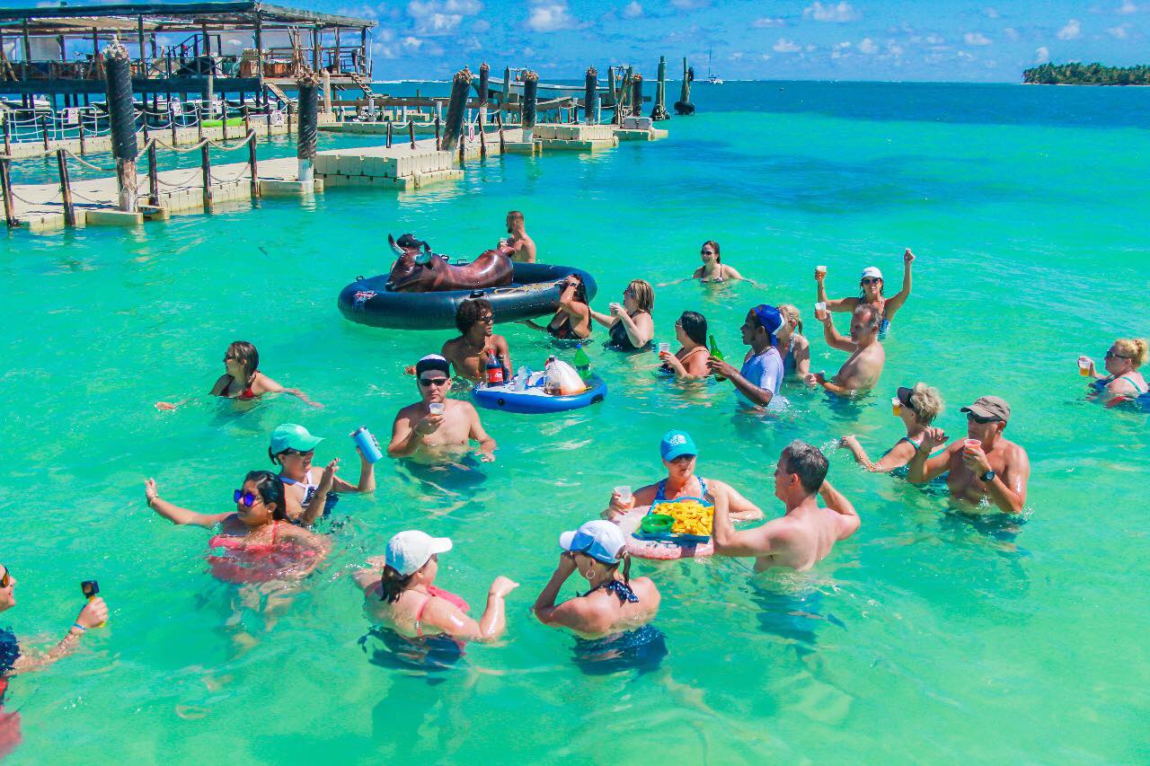 People partying in the ocean