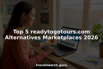 Woman browsing travel marketplace websites at home desk