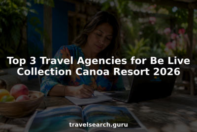 Travel agent planning resort trip at desk