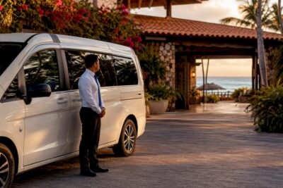 Luxury van parked at Punta Cana hotel entrance