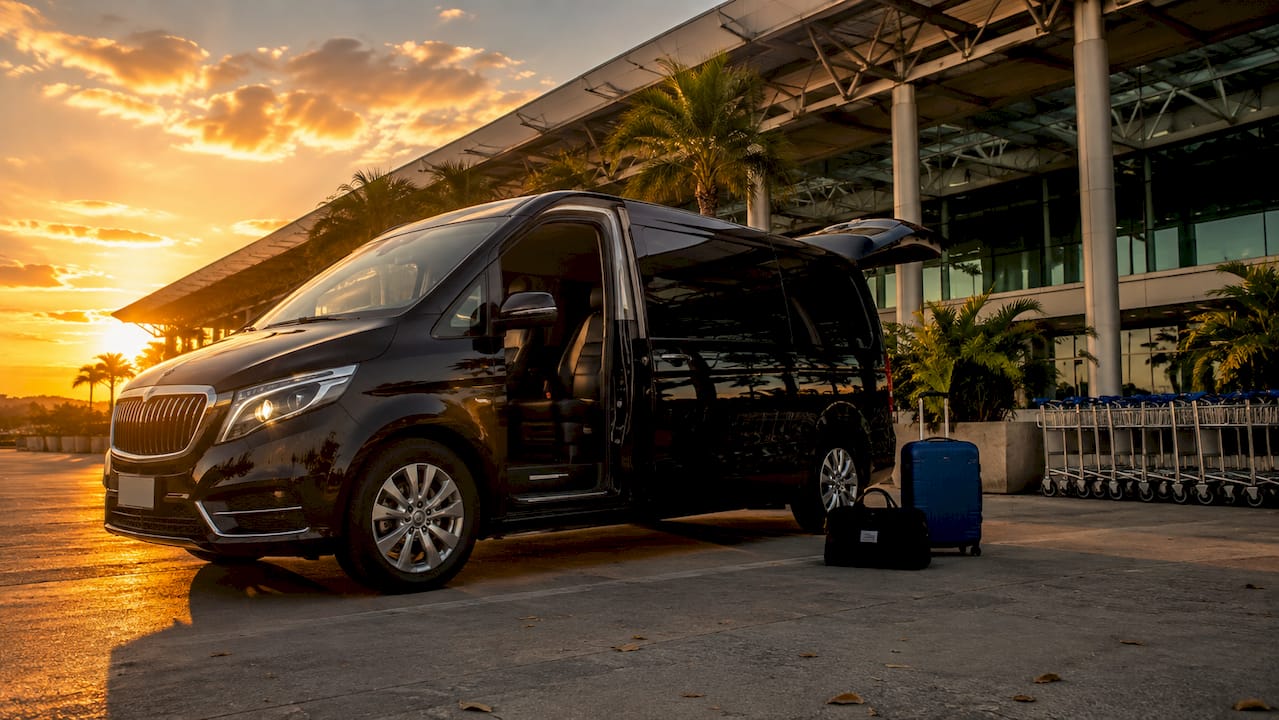 Private transfer van outside Montego Bay airport