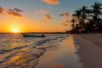 Morning light on Punta Cana tropical beach