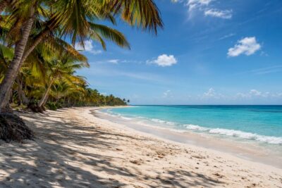 Sunny tropical Punta Cana beach and ocean